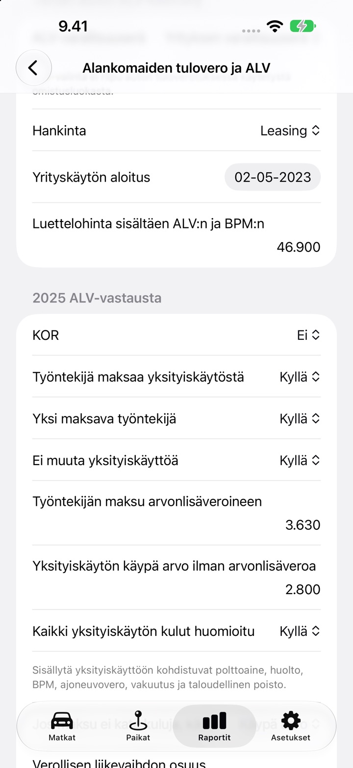 Alankomaiden tulovero ja ALV -näyttö, jossa Työntekijä maksaa yksityiskäytöstä -vastaukset on täytetty