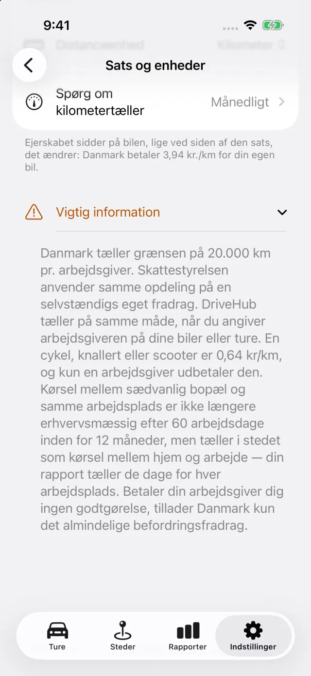 Satsskærmen i DriveHub: landets sats med reglen bag den