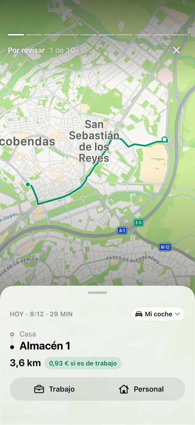La historia Por revisar: un trayecto con su ruta, su distancia y lo que vale si es de trabajo