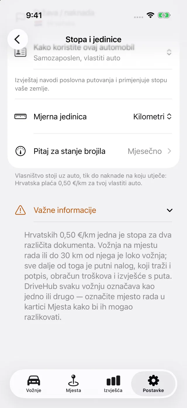 Zaslon stope u DriveHubu: iznos za državu i pravilo iza njega